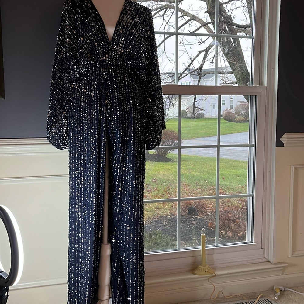 Sequin jumpsuit.  Dark navy blue